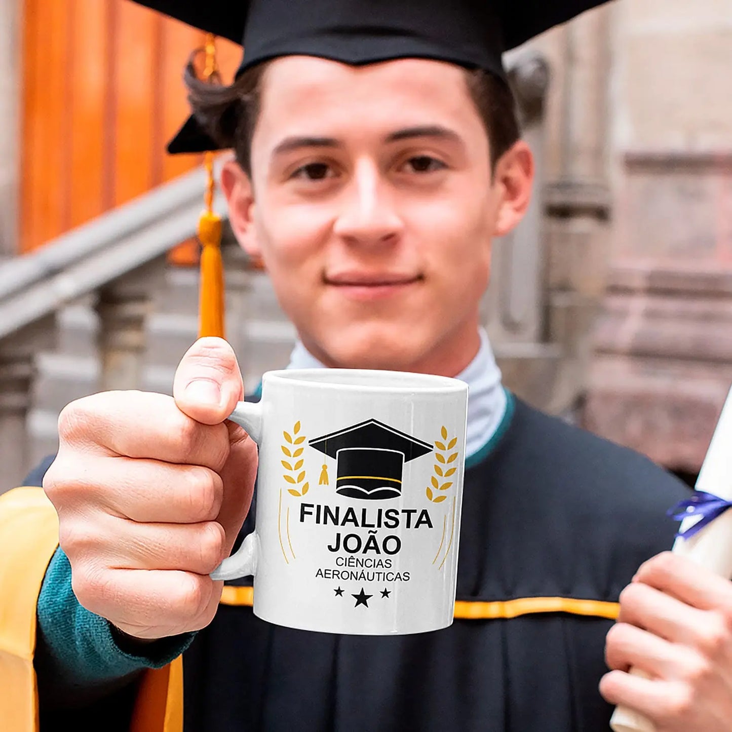 caneca personalizada para finalista com nome, curso ou ano escolar e fotografia
