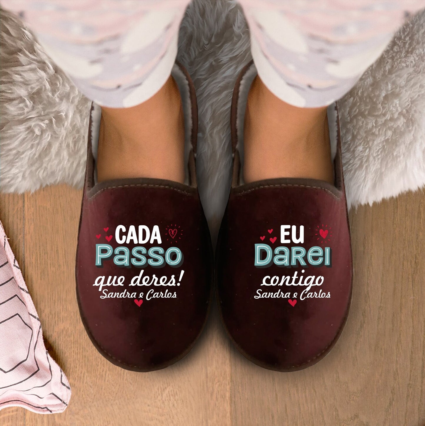 Chinelos "Cada passo que deres eu darei contigo"