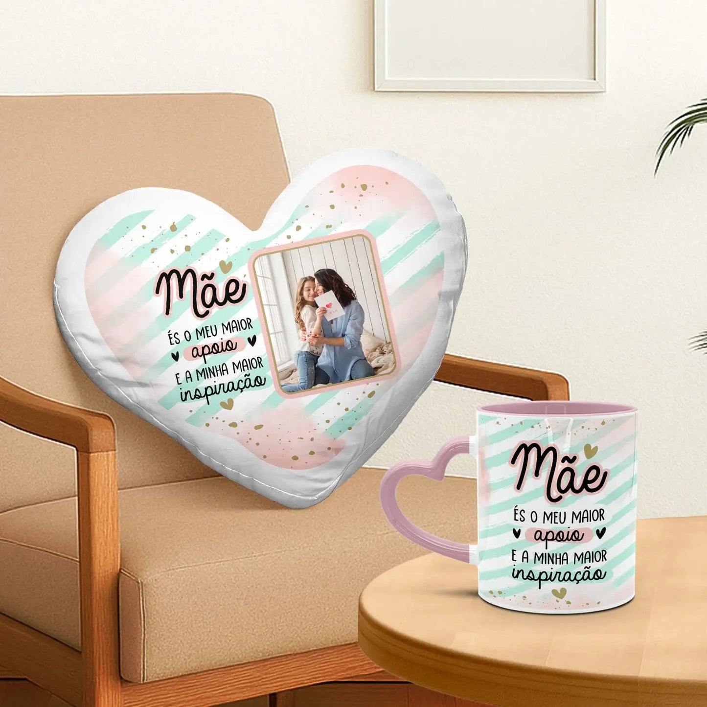 Almofada coração e/ou Caneca pega coração "Inspiração"