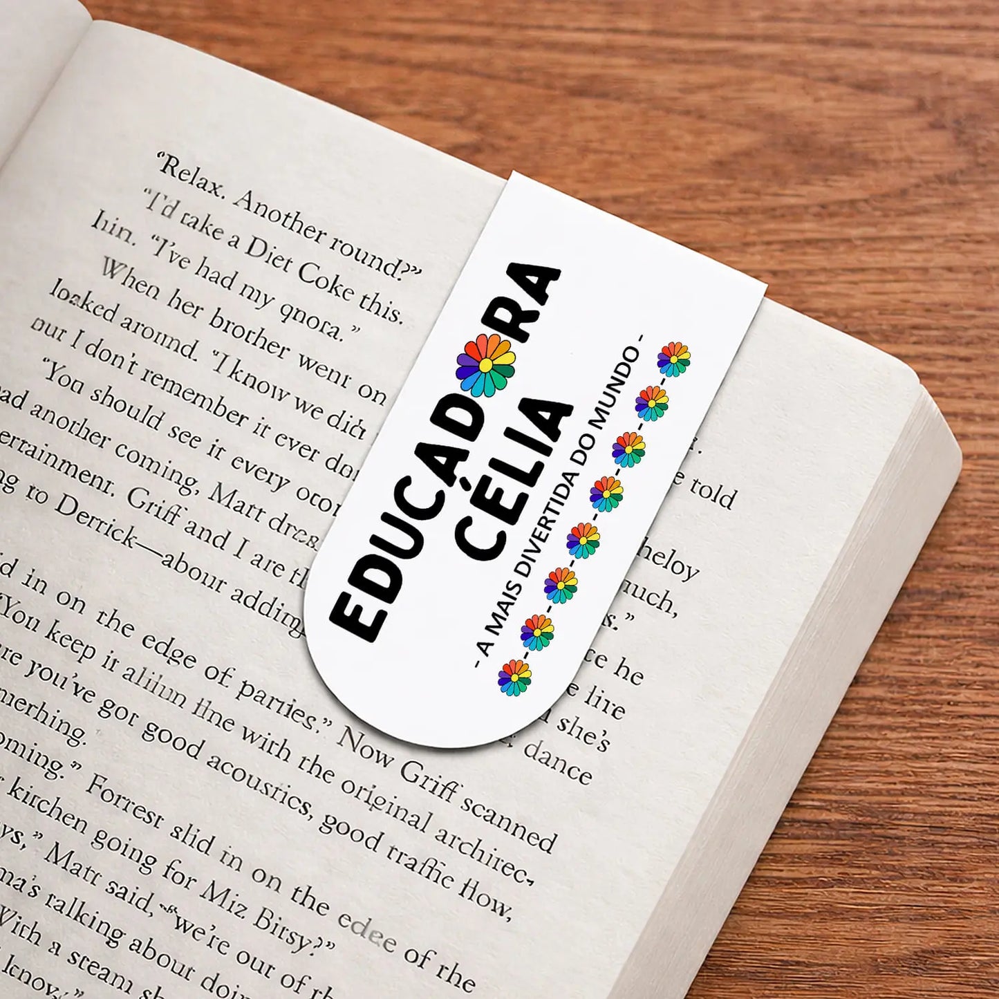 marcador de livro educadora personalizado com nome e frase