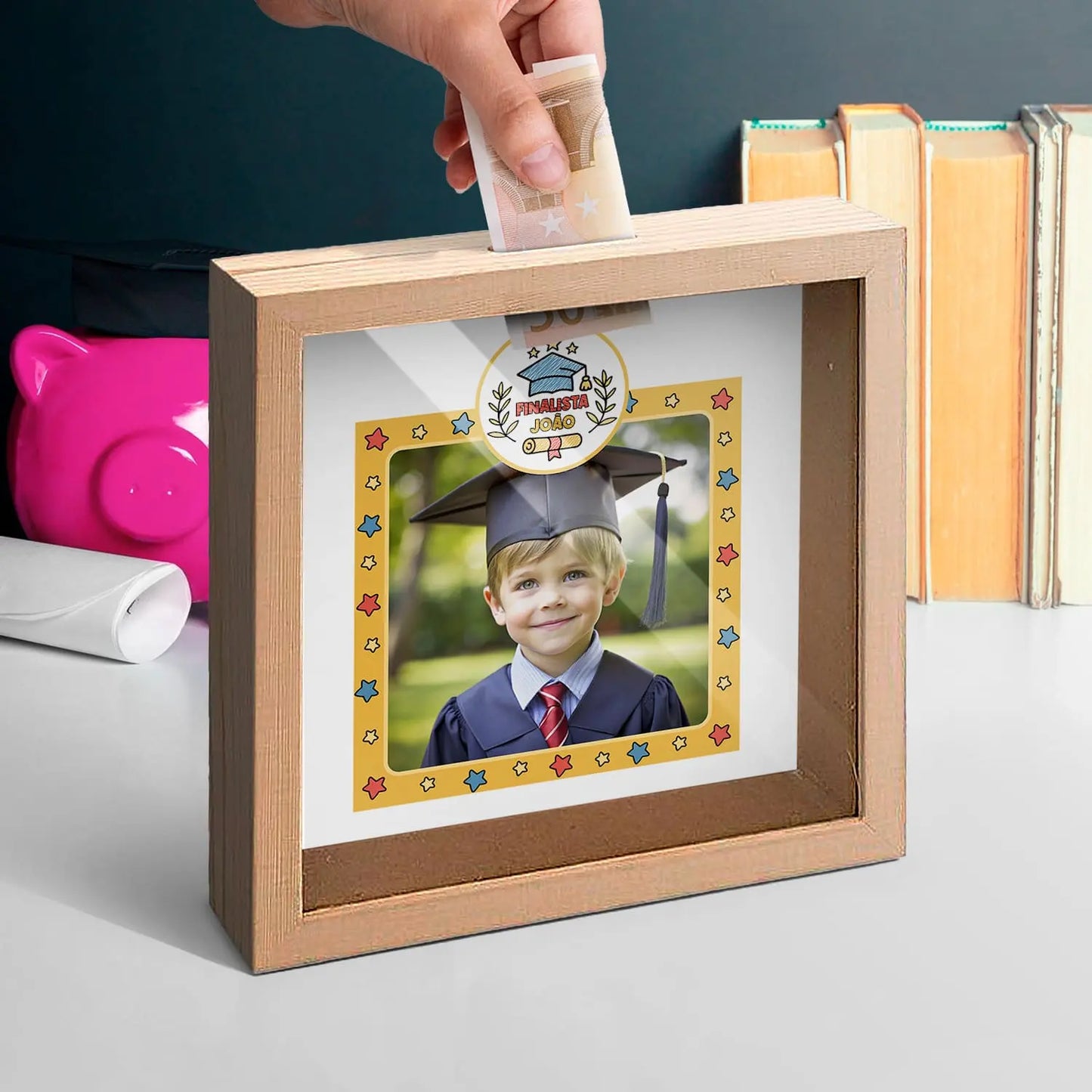 mealheiro personalizado com fotografia e nome