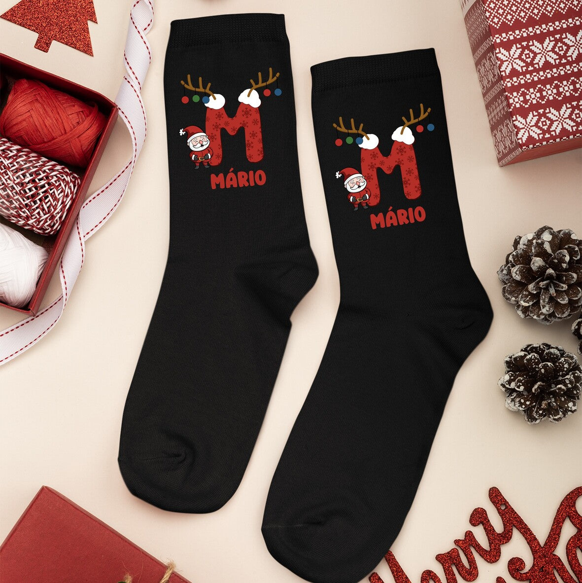 Meias "Pai Natal na Neve"