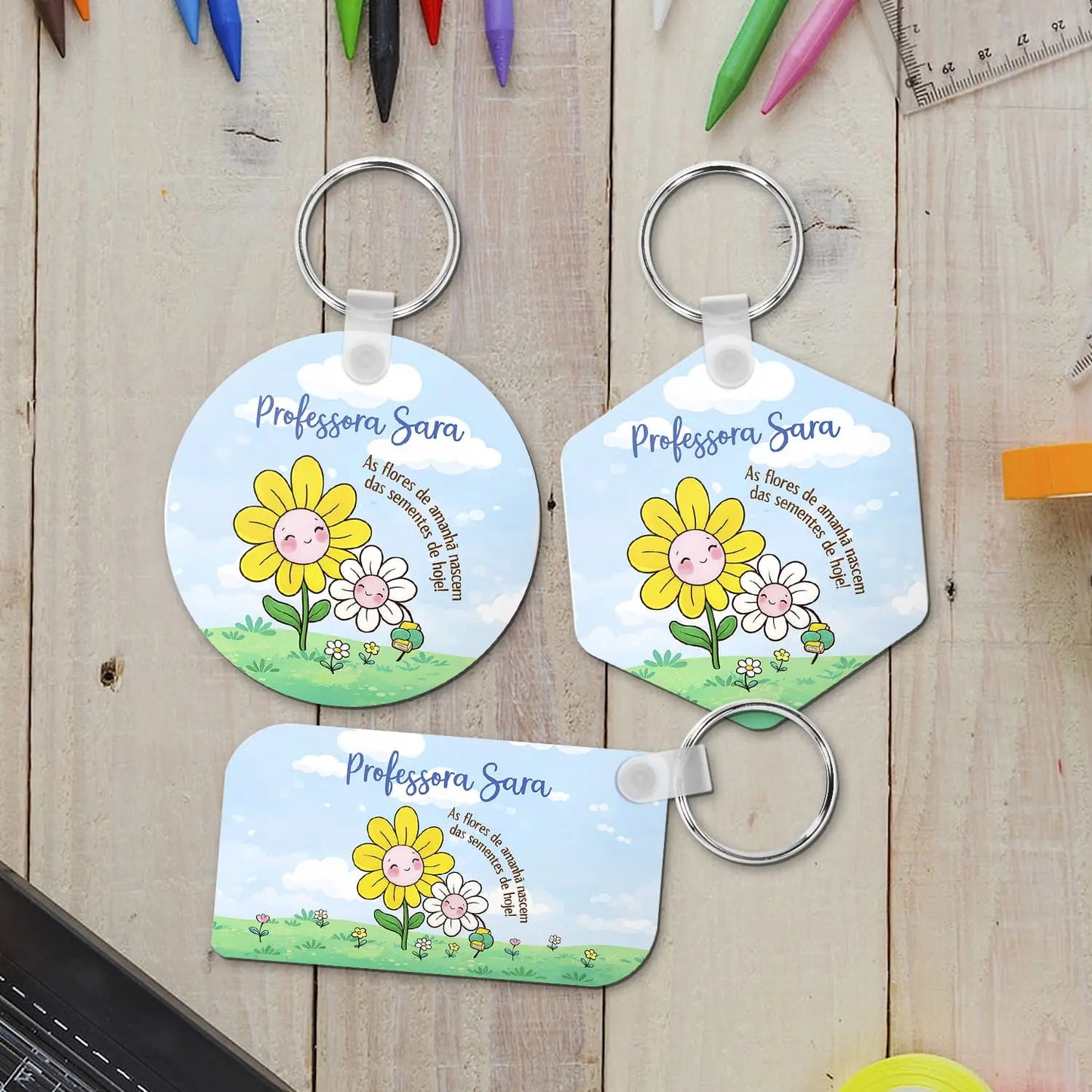 porta-chaves mdf professora personalizado com nome
