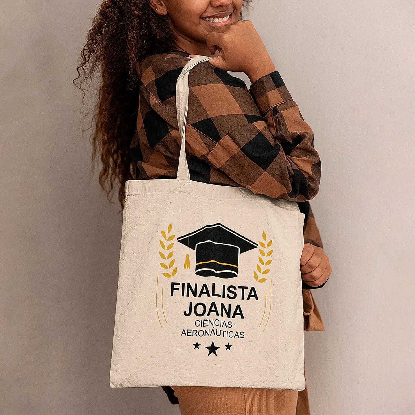 saco de pano personalizado para finalista com nome e curso ou ano escolar