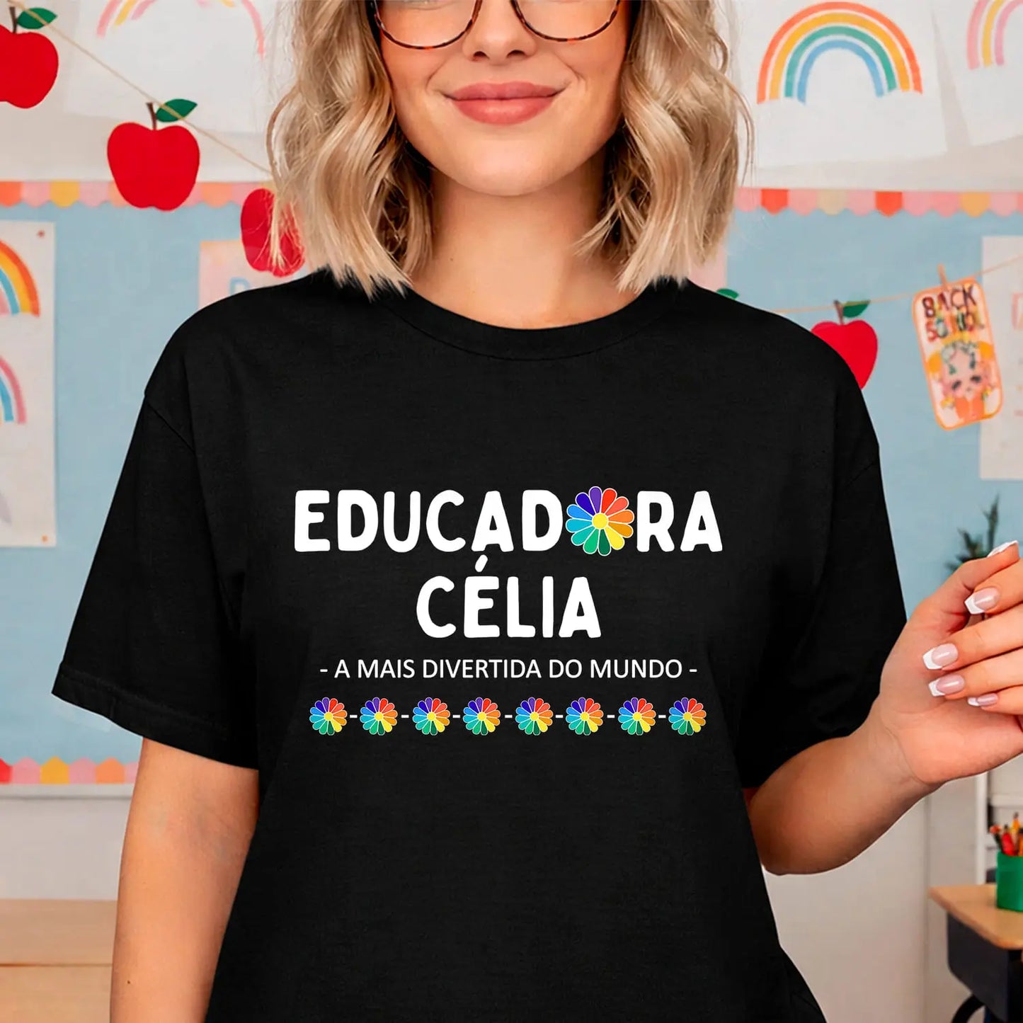 t shirt educadora personalizada com nome e frase