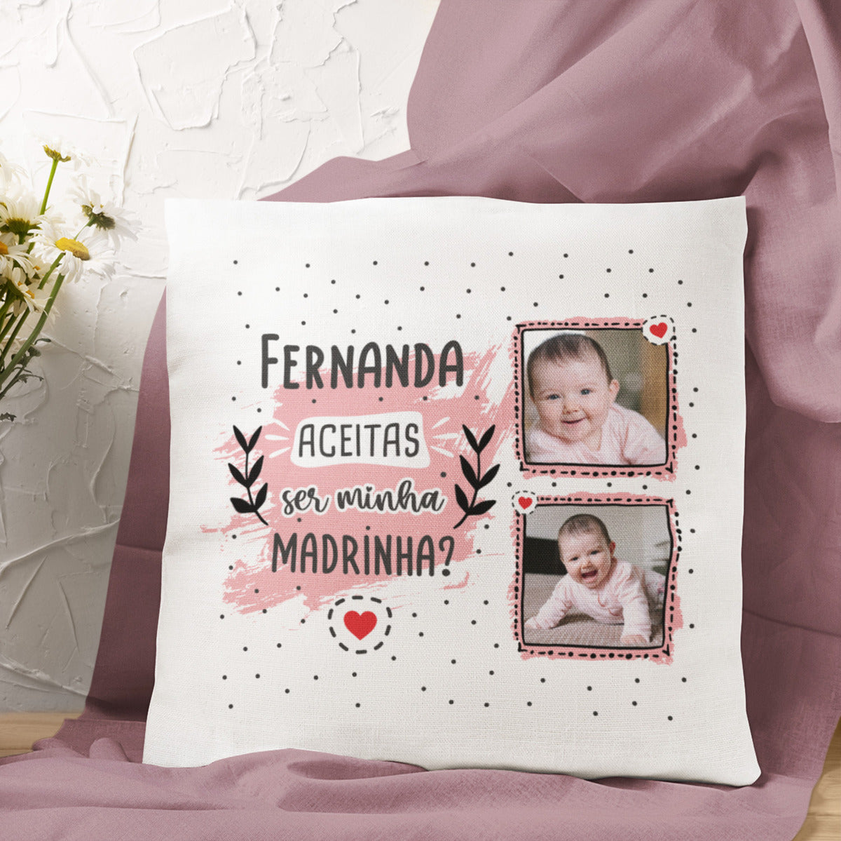 Almofada "Aceitas ser minha madrinha?"