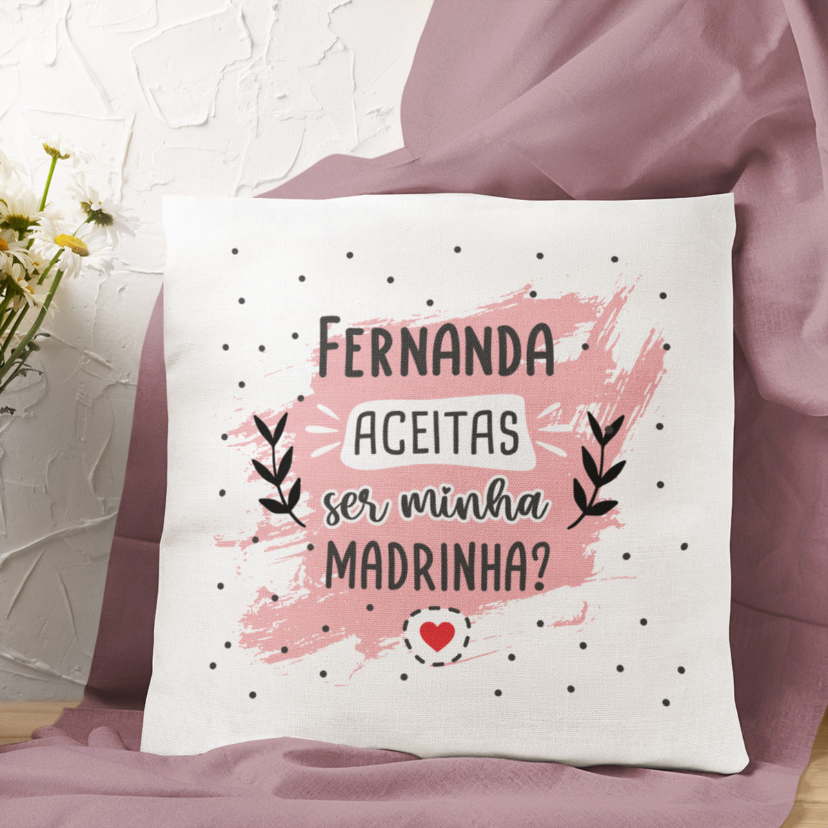 Almofada "Aceitas ser minha madrinha?"