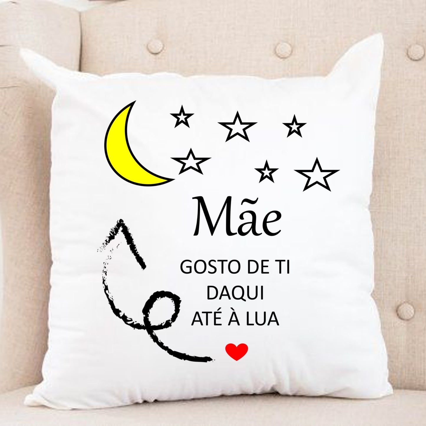 Almofada "Mãe gosto de ti daqui até à lua"