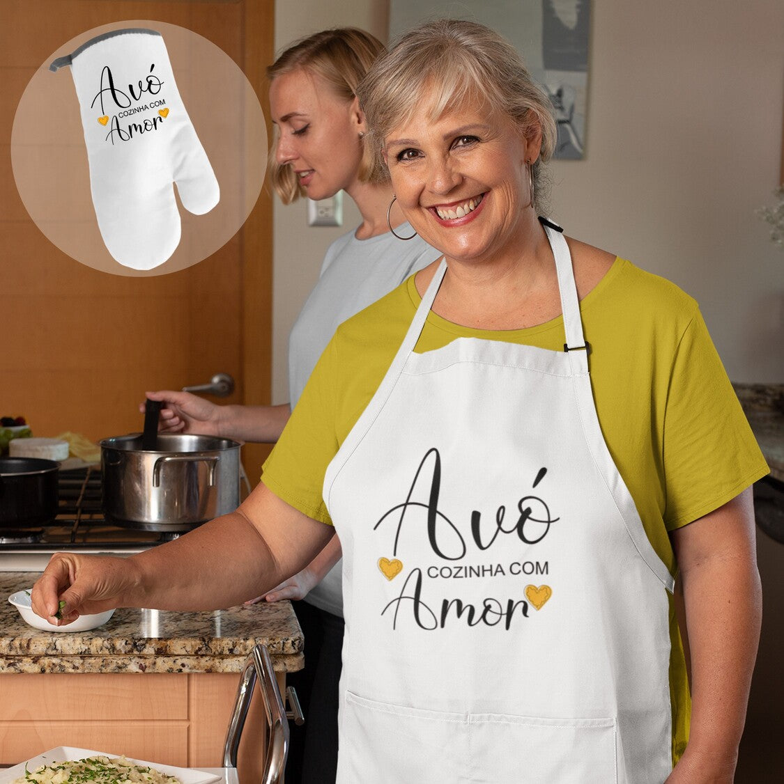 Avental e/ou Luva "Cozinha com amor"