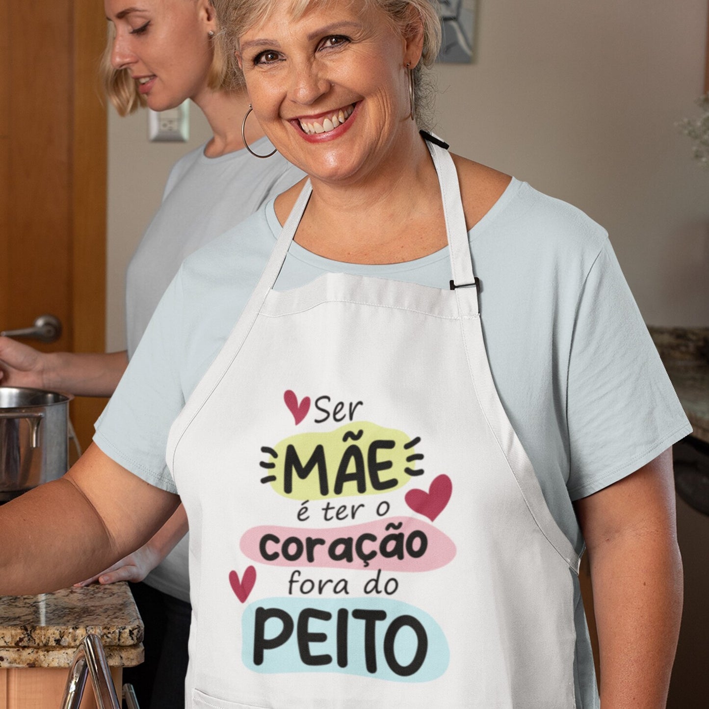 Avental e/ou Luva+Pega "Coração fora do peito"