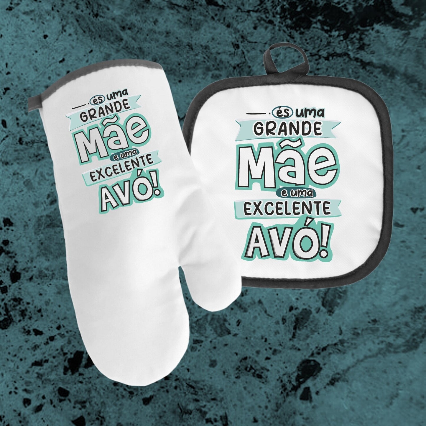 Avental e/ou Luva+Pega "Grande Mãe/Pai - Excelente Avó/Avô"