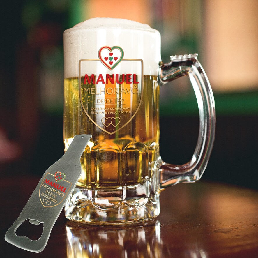 Caneca para Cerveja e/ou Abre-garrafas "Avô - excelência comprovada"