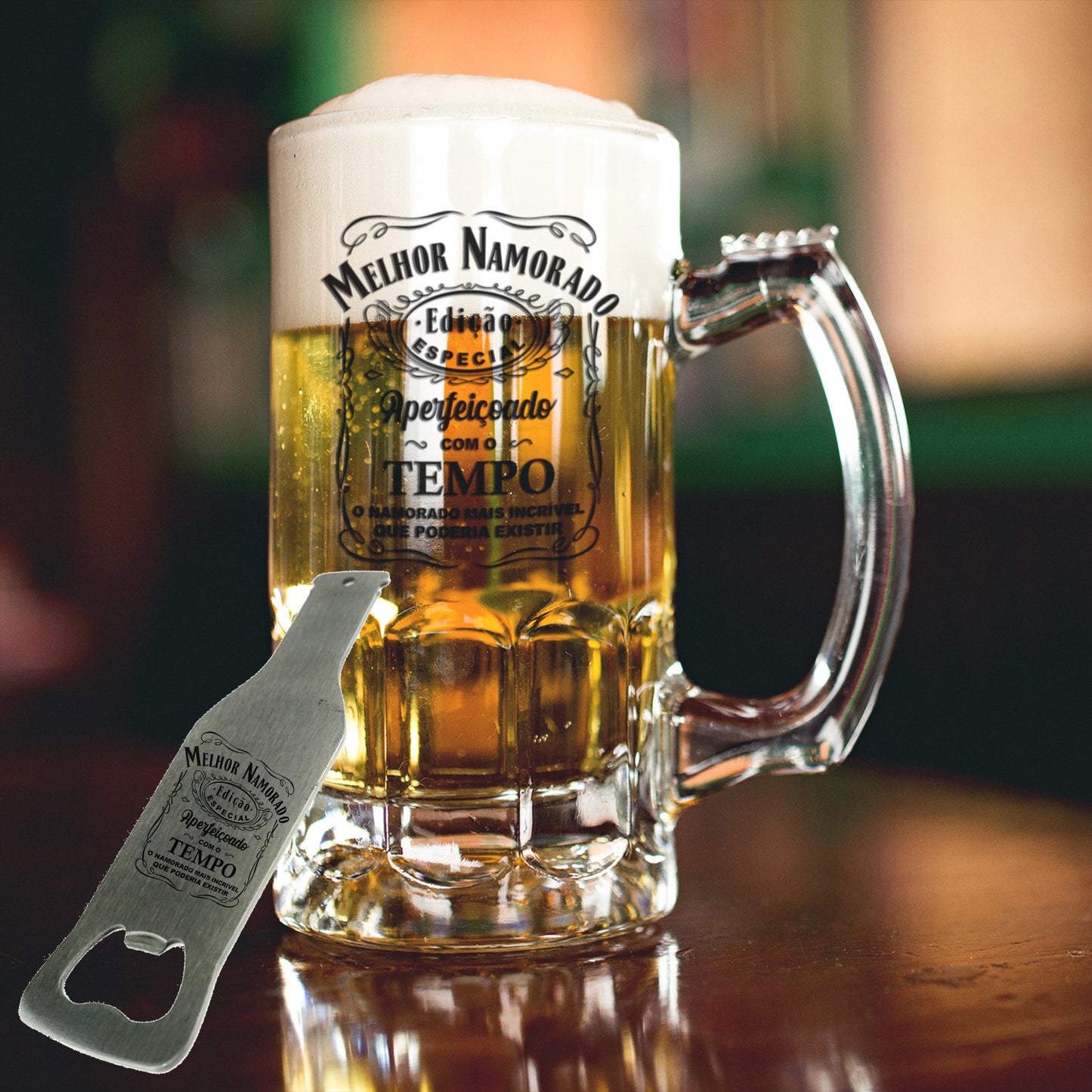 Caneca para Cerveja e/ou Abre-garrafas "Edição Especial - Namorado"