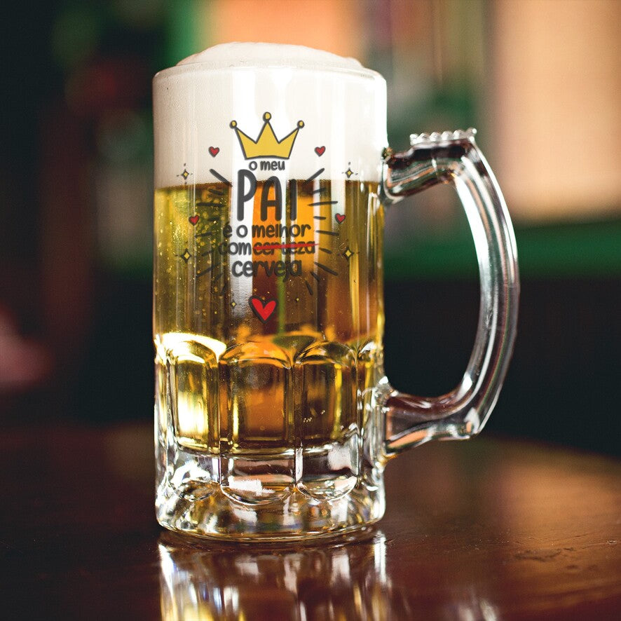 Caneca para Cerveja e/ou Abre-garrafas "O meu pai é o melhor com certeza"