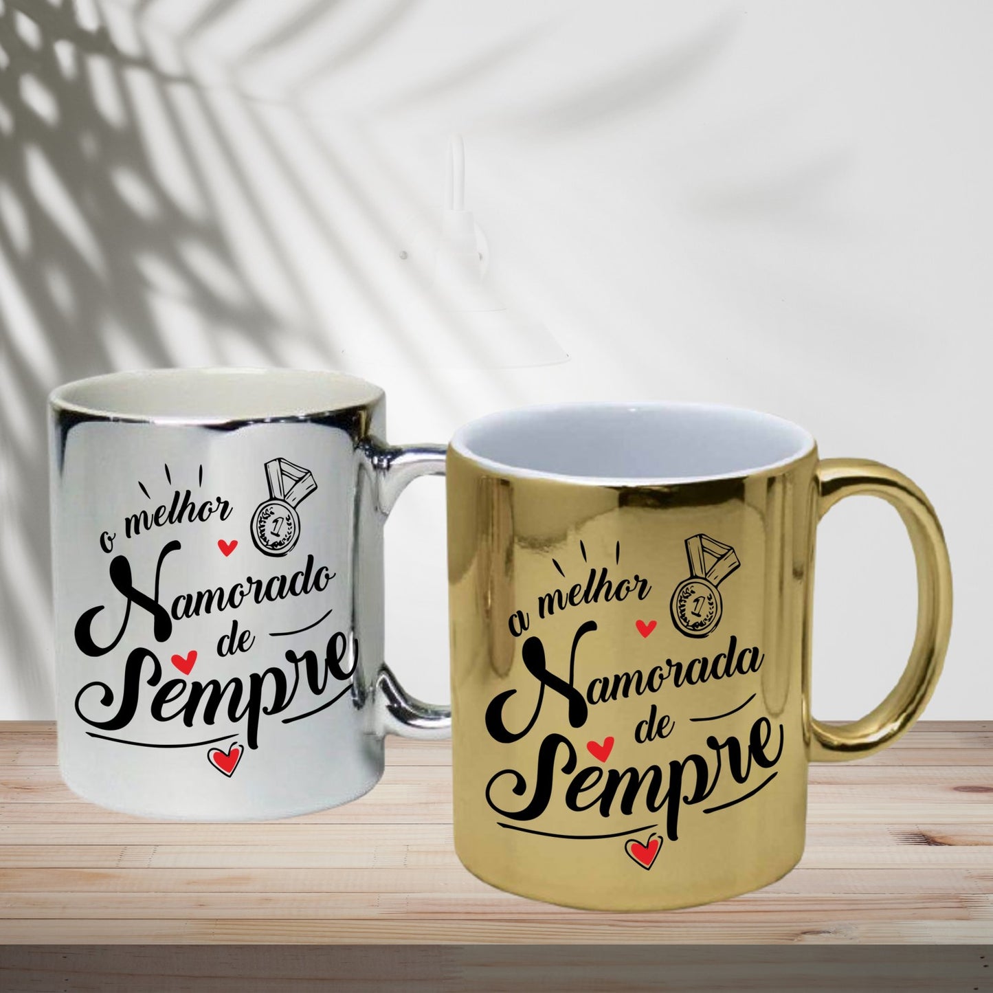 Caneca cromada "A(o) melhor namorada(o) de sempre"