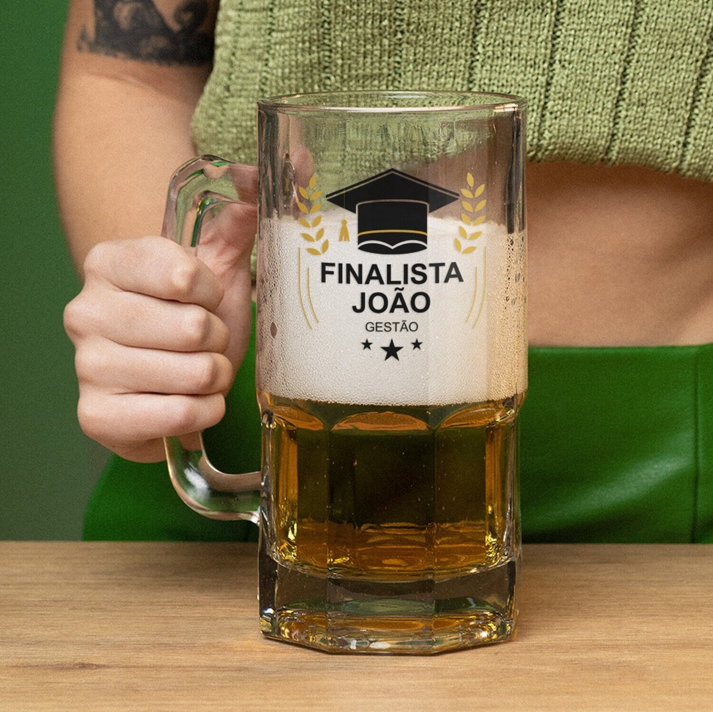caneca para cerveja personalizada para finalista com nome e curso ou ano escolar