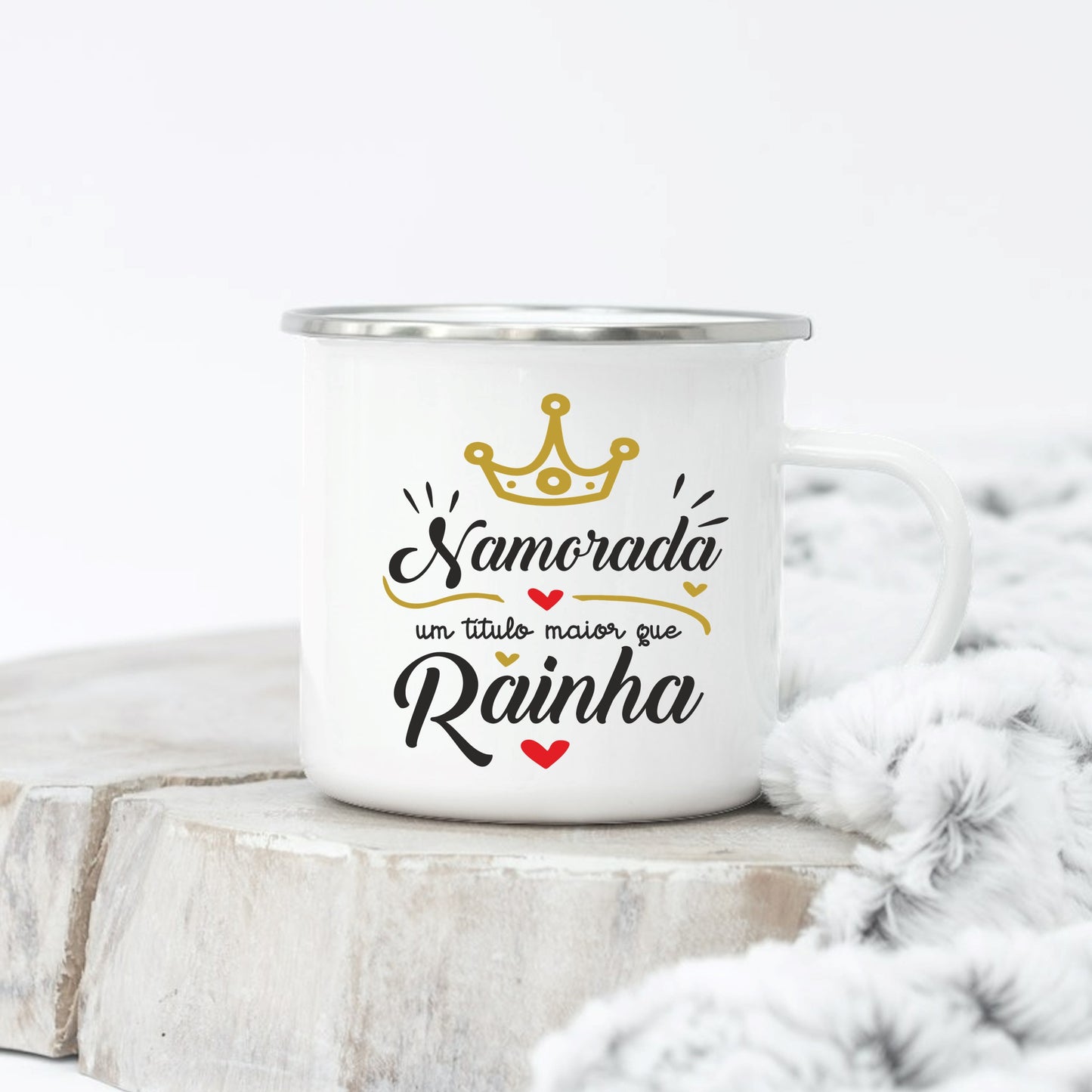 Caneca de Esmalte "Namorado(a) um título maior que Rei (Rainha)"