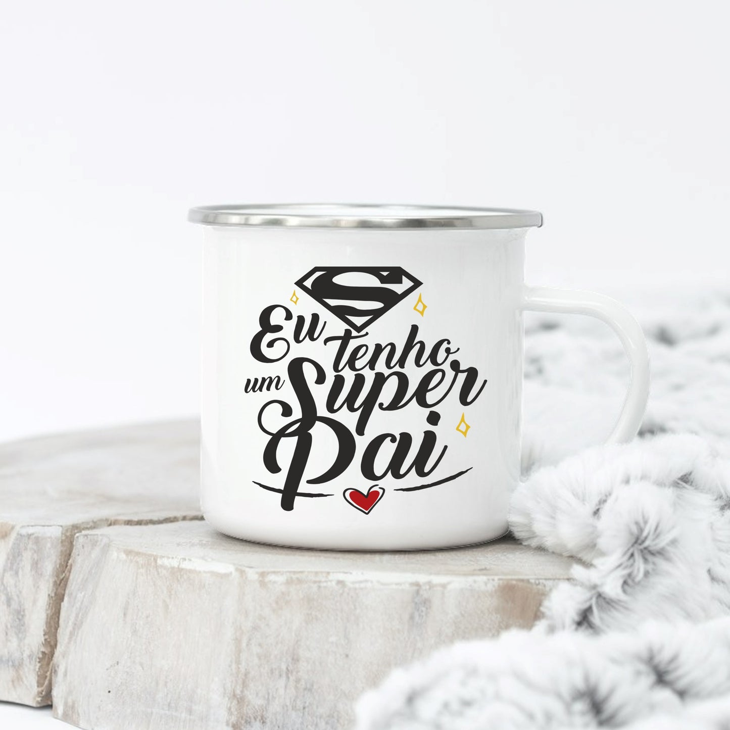 Caneca de Esmalte "Eu tenho um super pai"