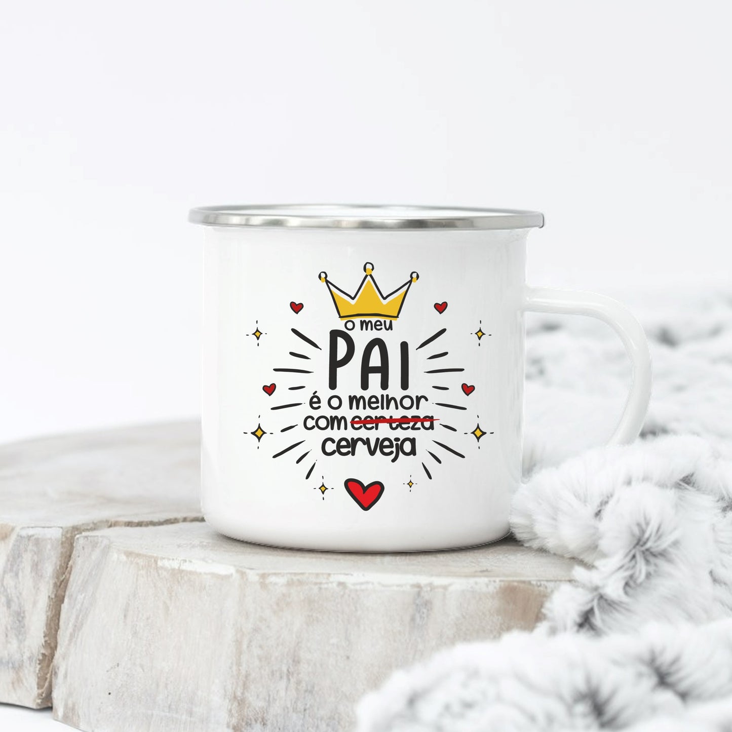Caneca de Esmalte "O meu pai é o melhor com certeza"