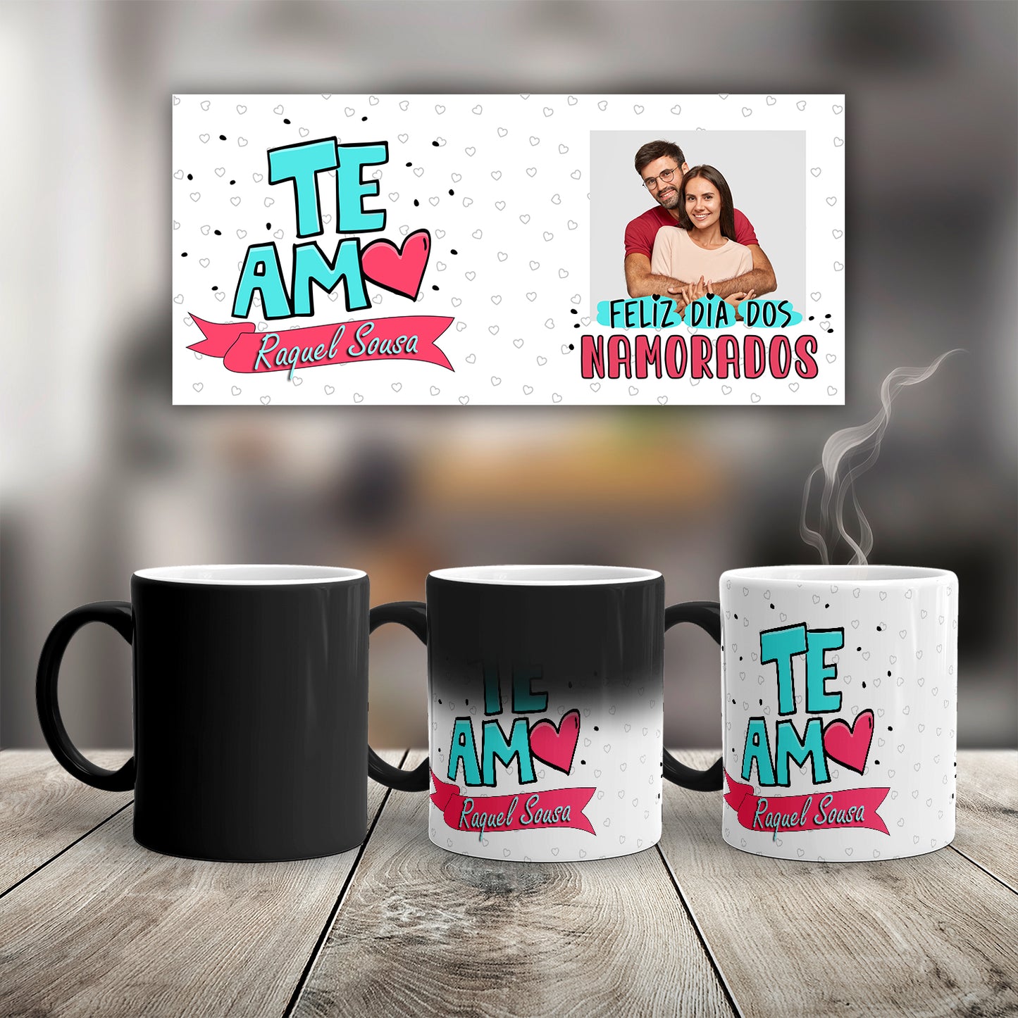Caneca mágica "Feliz Dia dos Namorados"