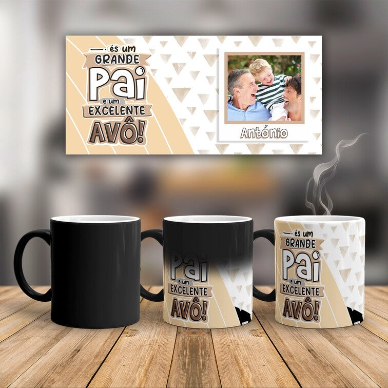 Caneca Mágica "Grande Pai/Mãe - Excelente Avô/Avó"