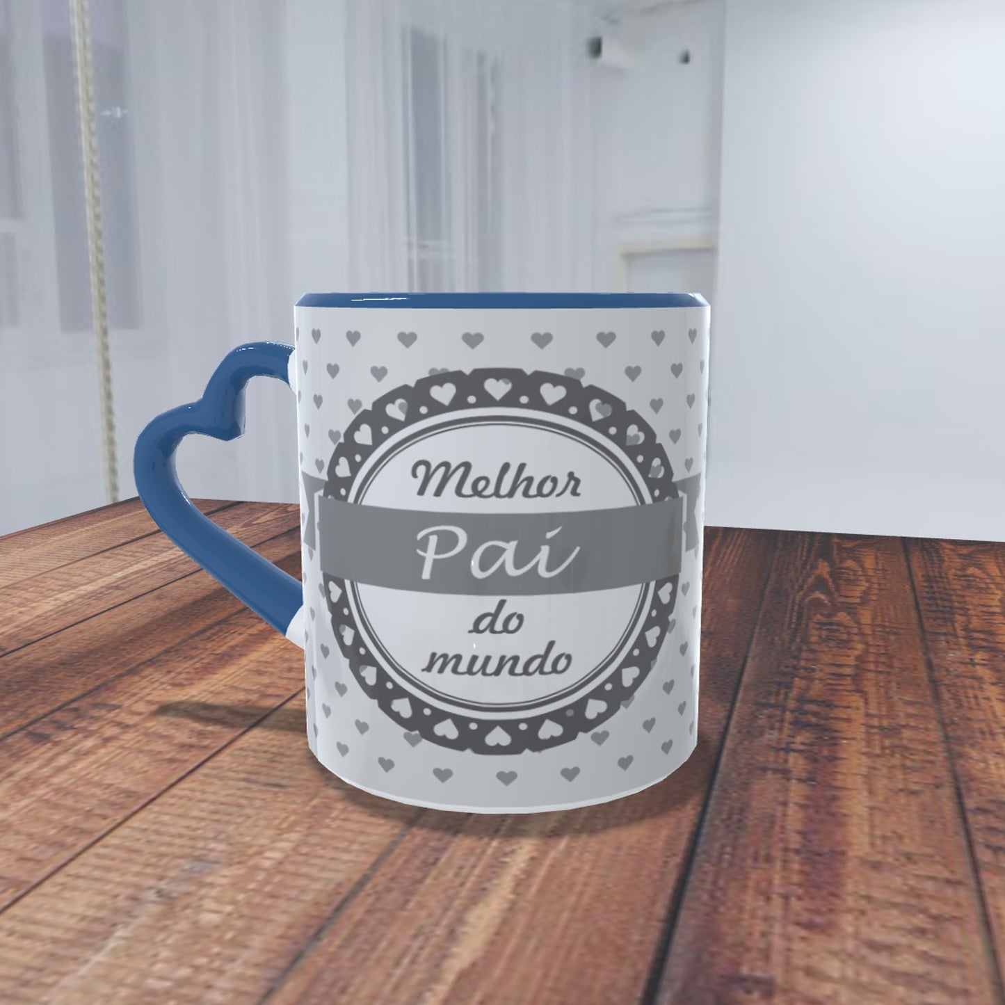 Caneca pega coração azul "Coraçõezinhos"