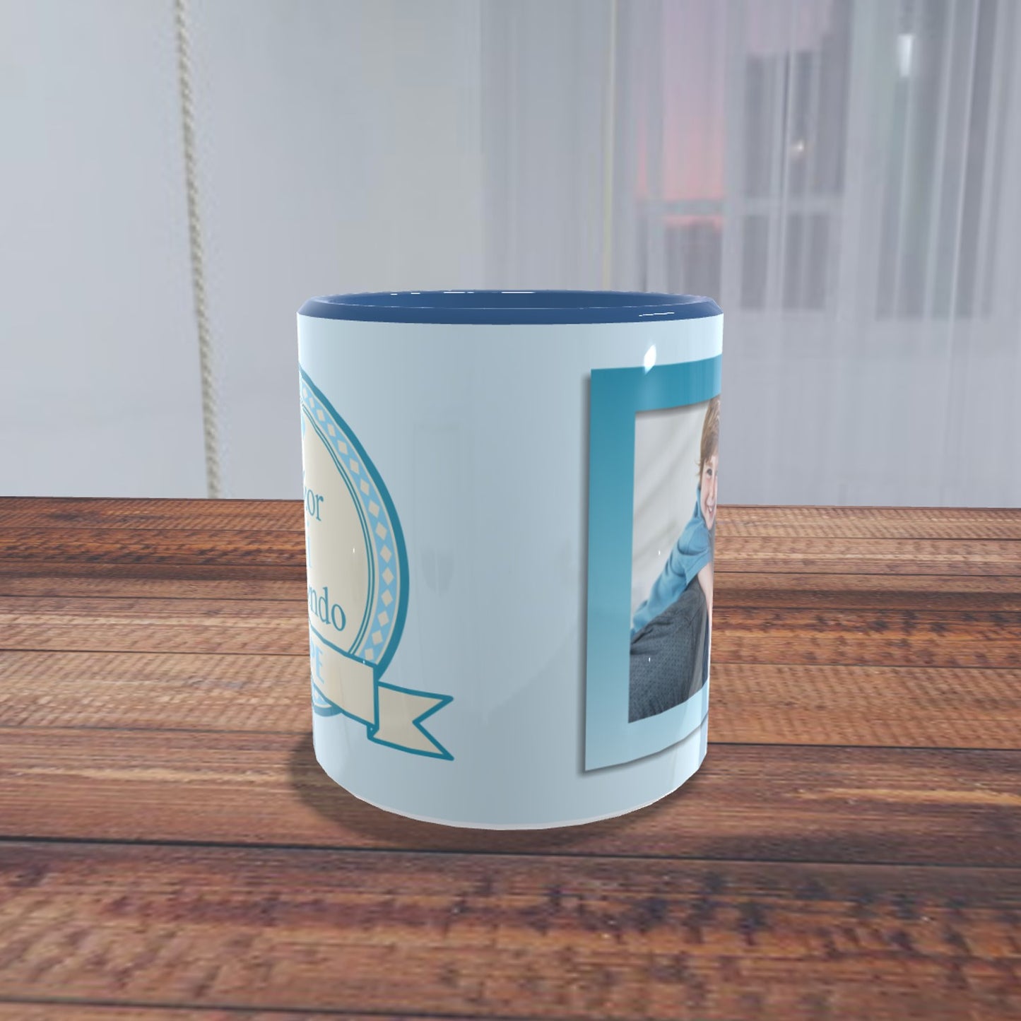 Caneca pega coração azul "Melhor Pai"