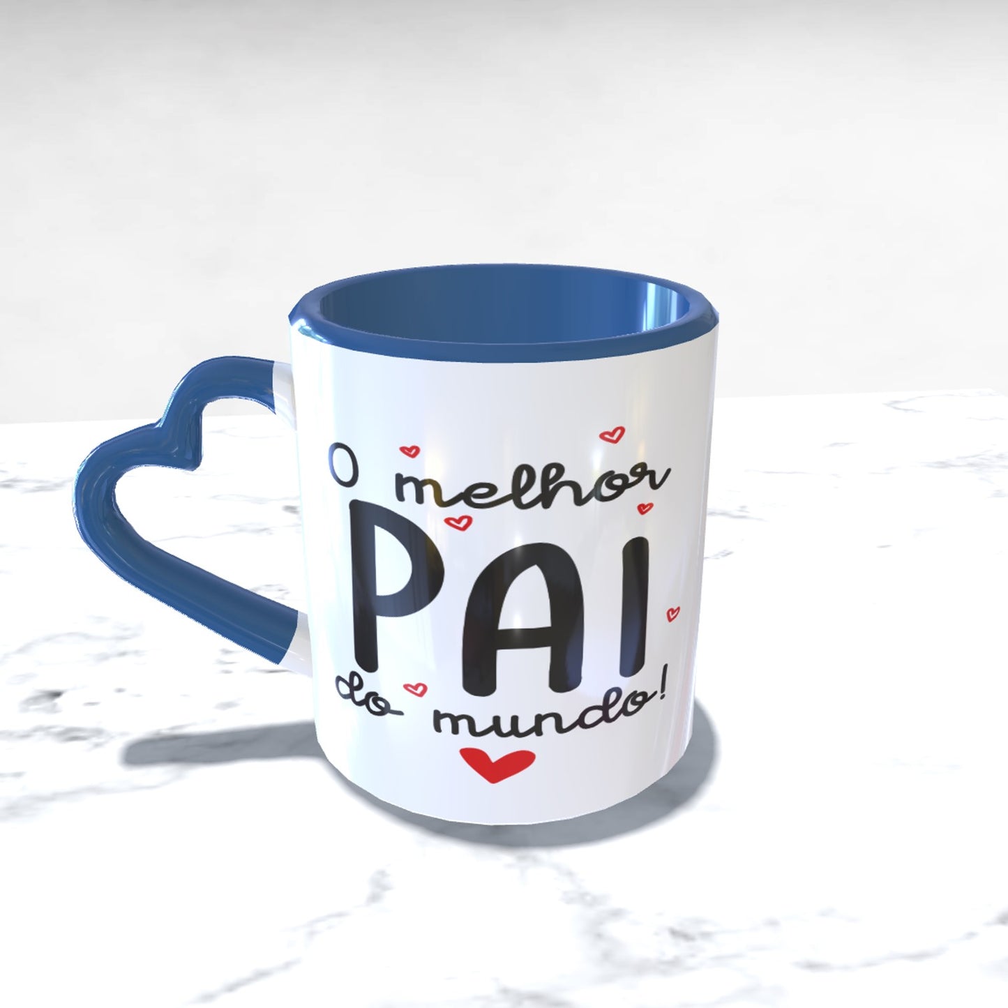 Caneca pega coração azul "O melhor pai do mundo"