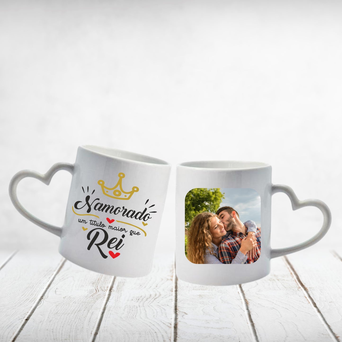 Caneca Pega Coração "Namorada(o) um título maior que Rainha (Rei)"