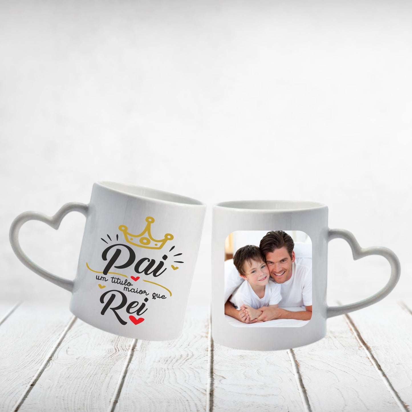 Caneca pega coração "Pai um título maior que rei"