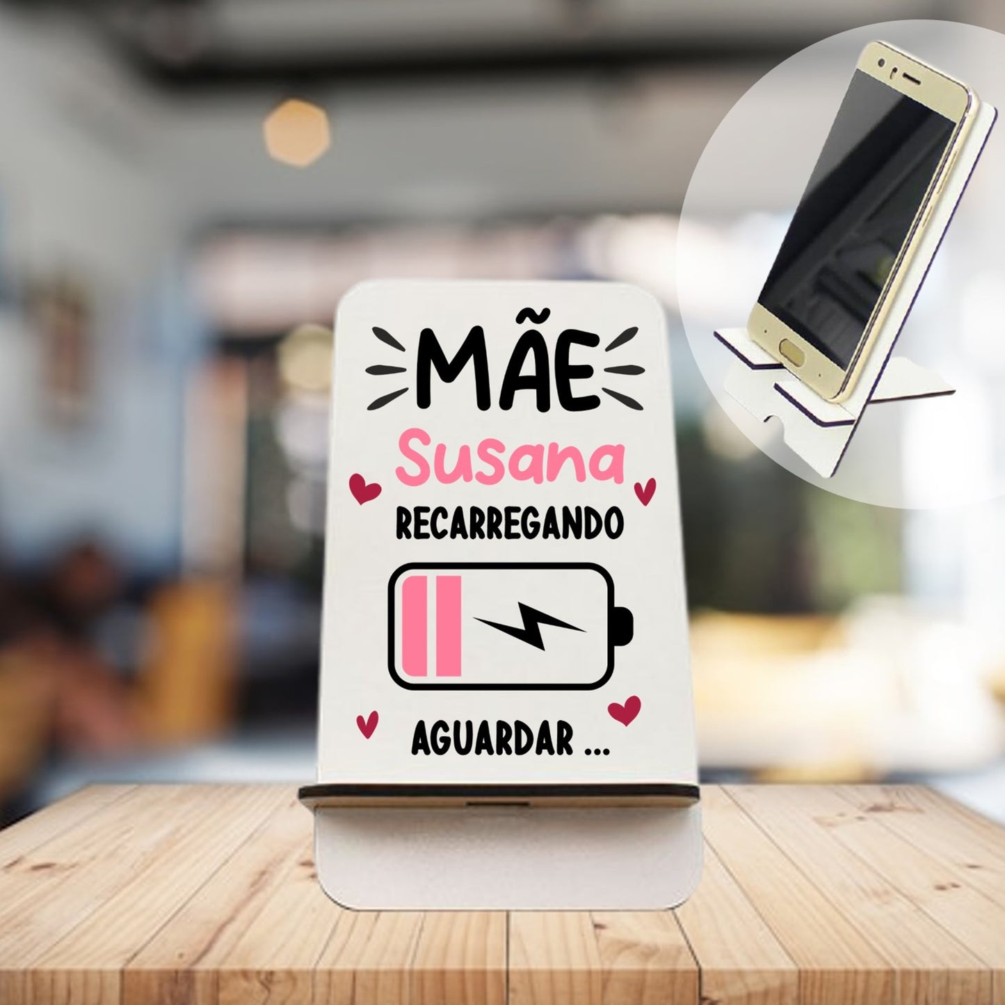 Suporte de telemóvel "Mãe recarregando energia"