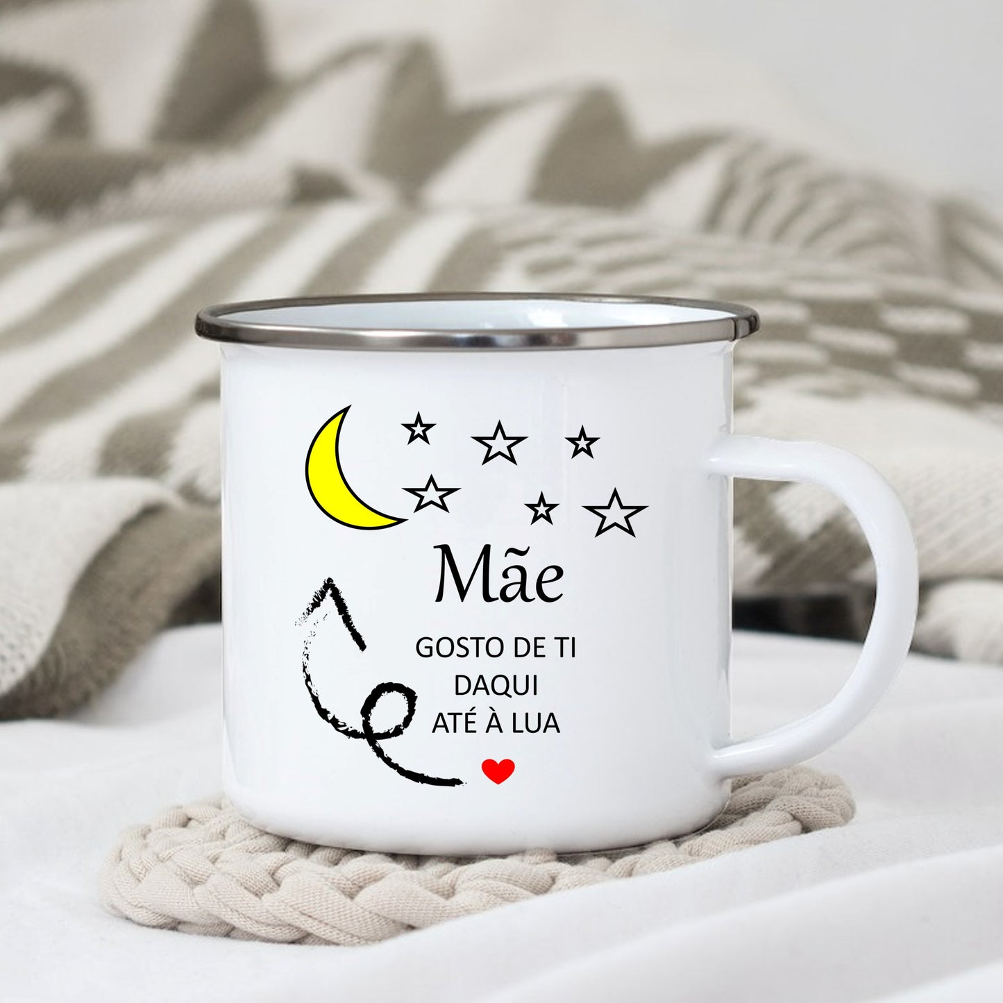 Caneca de Esmalte "Mãe gosto de ti daqui até à lua"