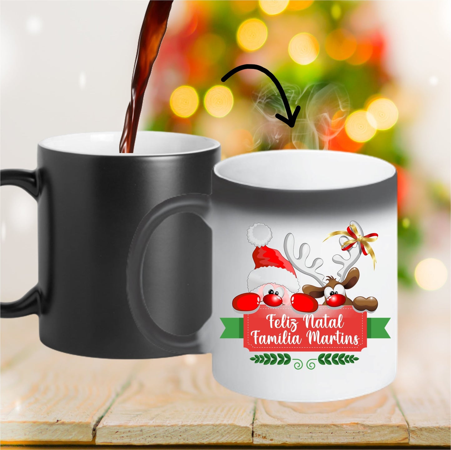 Caneca Mágica "Pai Natal e Rodolfo"
