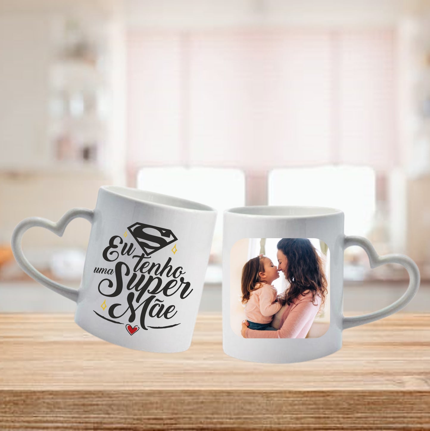 Caneca pega coração "Eu tenho uma super mãe"