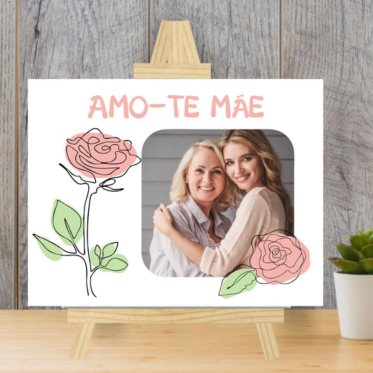 Azulejo "Rosa Cor-de-rosa: Amo-te Mãe"
