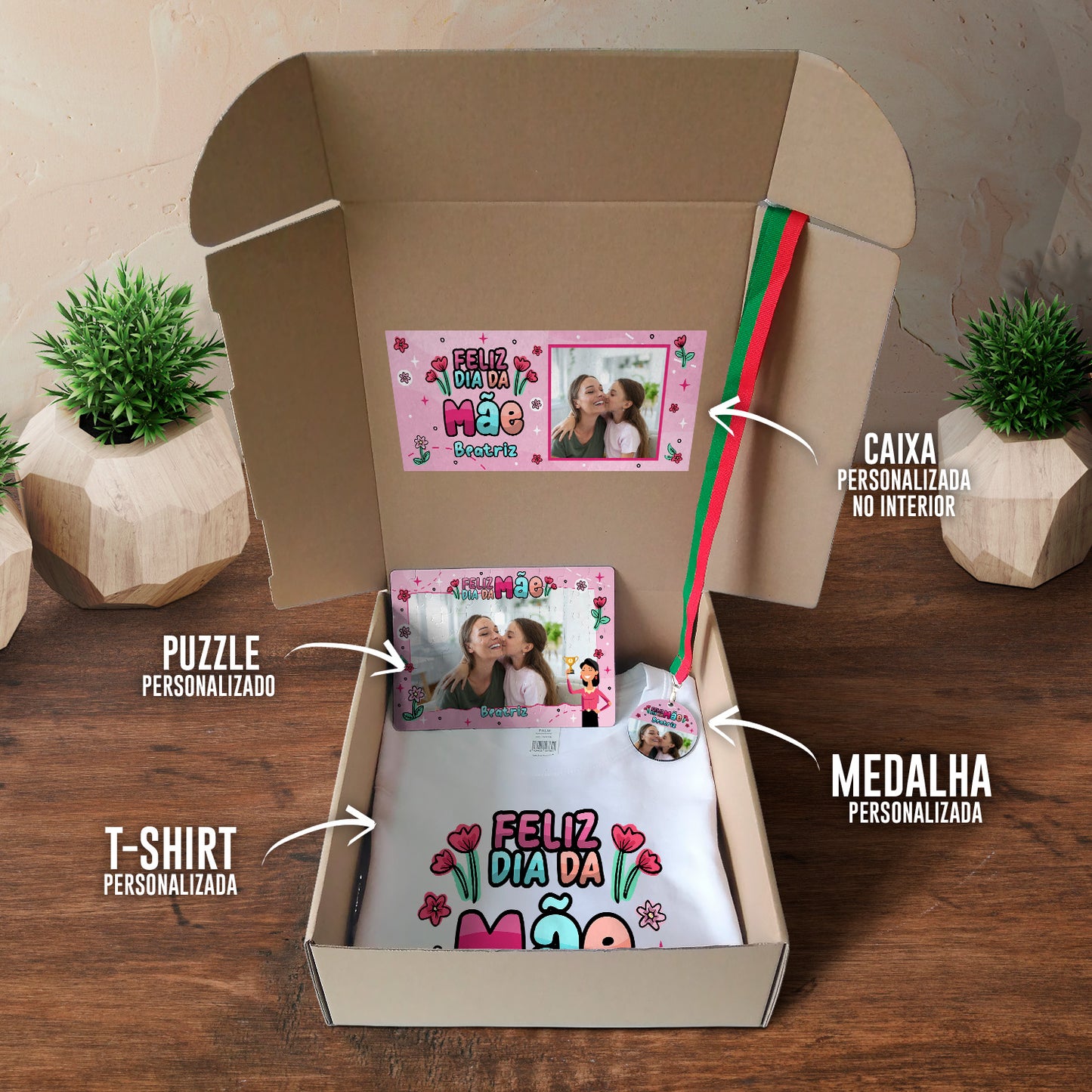 Box T-shirt + Puzzle + Medalha "Troféu"