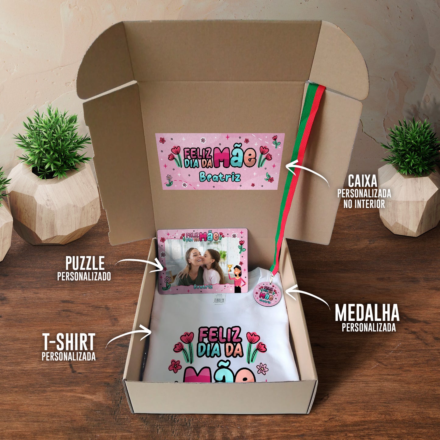 Box T-shirt + Puzzle + Medalha "Troféu"