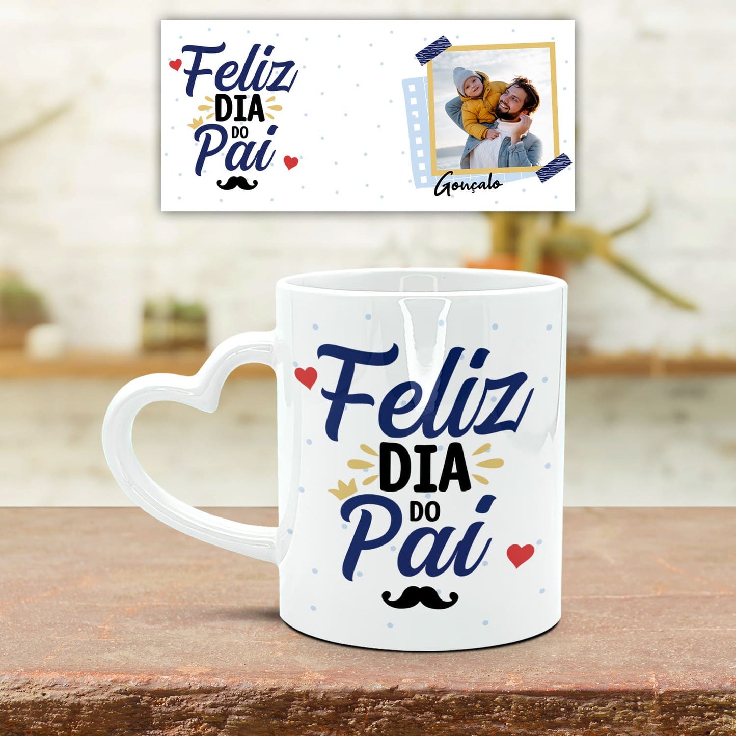 Caneca Pega Coração "Feliz Dia do Pai"