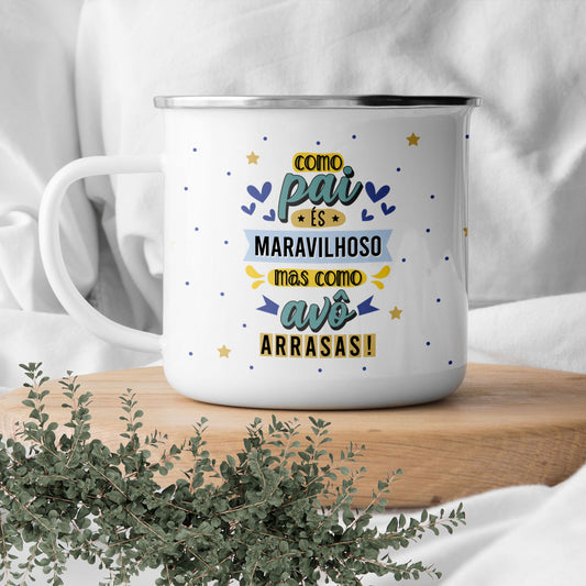 Caneca de Esmalte "Como Avô-Avó Arrasas"