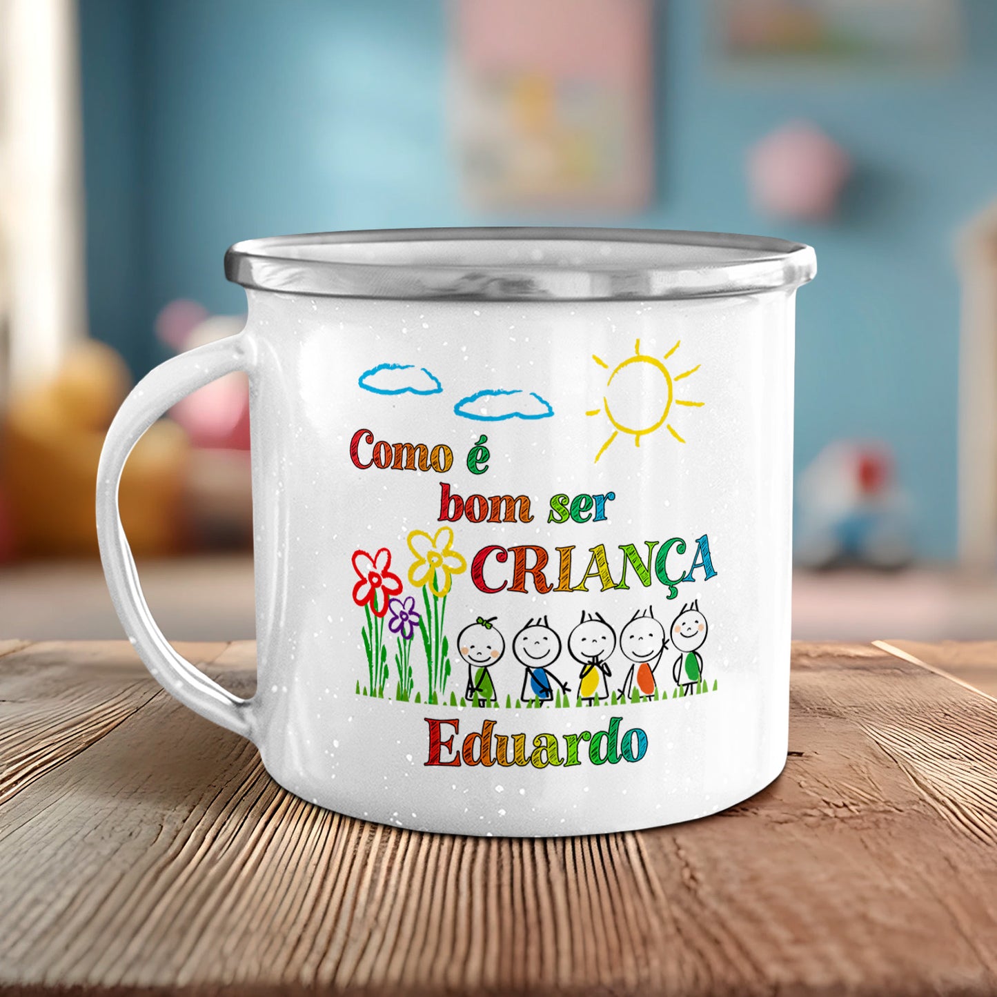 Caneca de Esmalte "Como é bom ser criança"