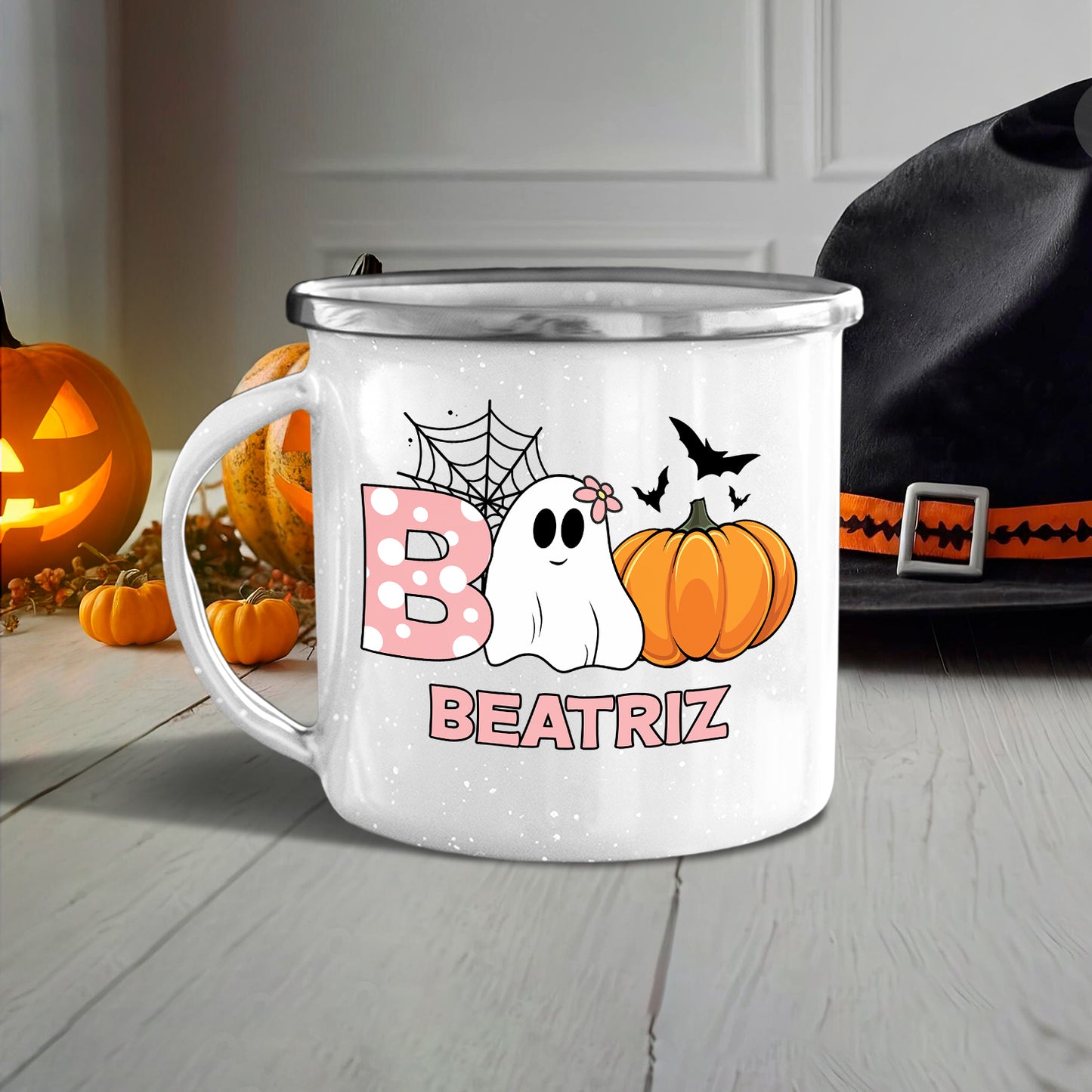 Caneca de Esmalte "Boo"