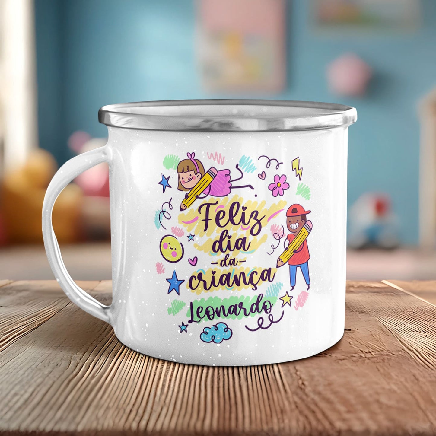 Caneca de Esmalte "Feliz Dia da Criança"