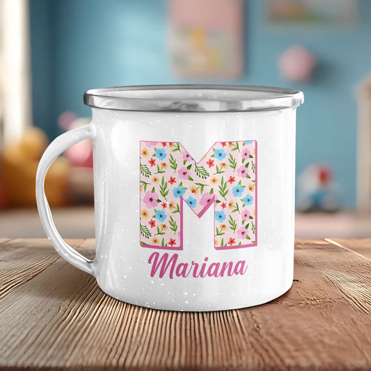Caneca de Esmalte "Floral"