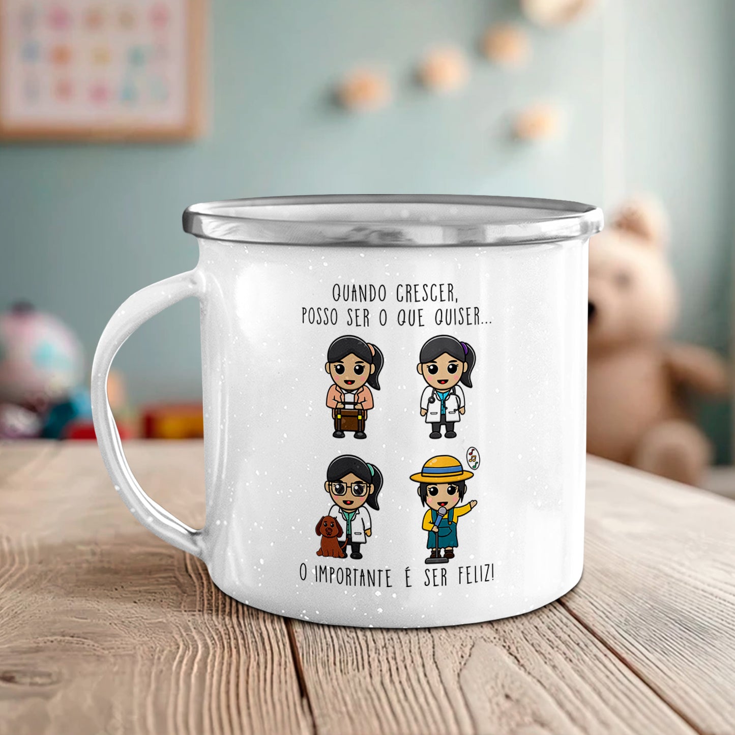 Caneca de Esmalte "Quando crescer posso ser o que quiser"