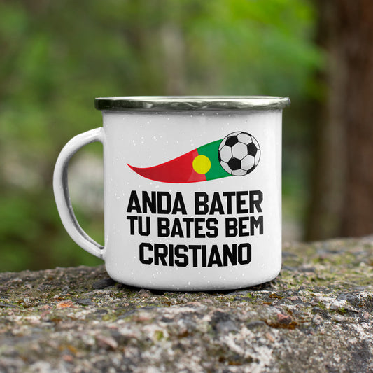 Caneca de Esmalte "Anda bater, tu bates bem"