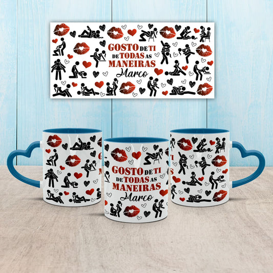 Caneca Pega Coração "Gosto de ti de todas as maneiras"