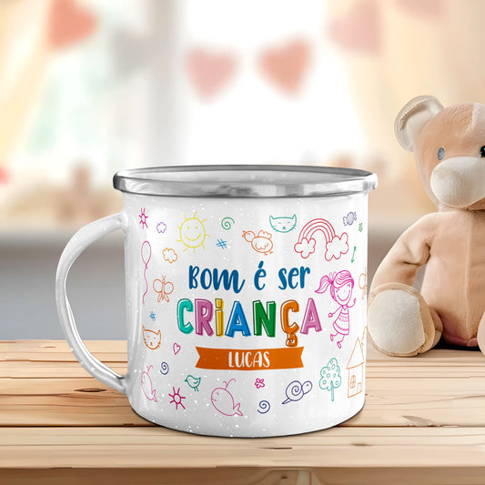 Caneca de Esmalte "Bom é ser criança"