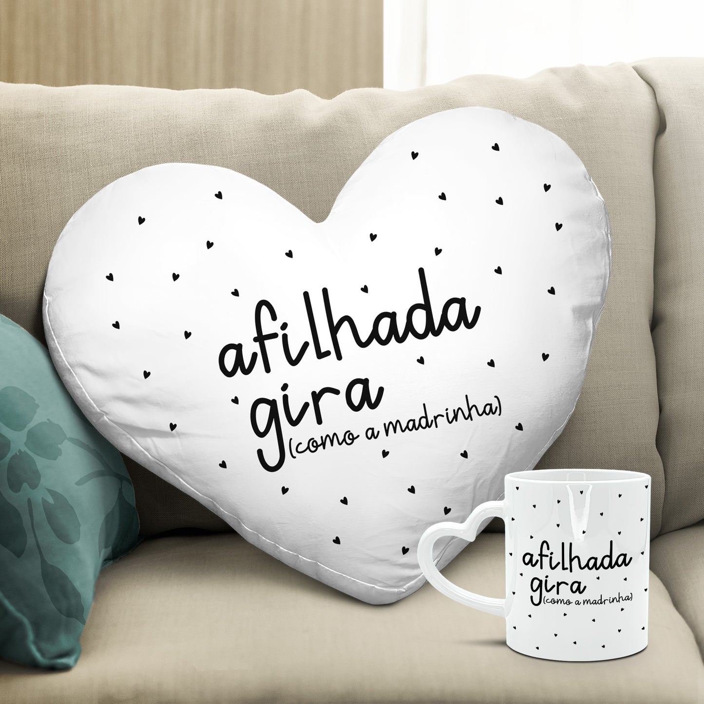 Almofada coração e/ou Caneca pega coração "Giro(a)"