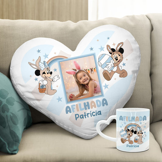 Almofada coração e/ou Caneca pega coração "Páscoa Animada"
