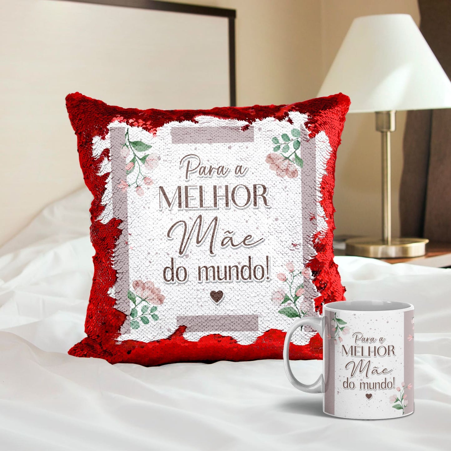 Almofada Lantejoulas e/ou Caneca "Para a melhor do mundo!"